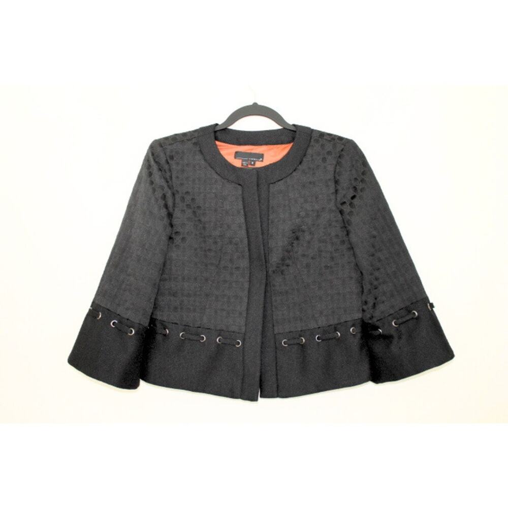 Vntg Retro 60's Cropped Jacket Womens Sz 8 Black Dressy Whimsigoth Statement